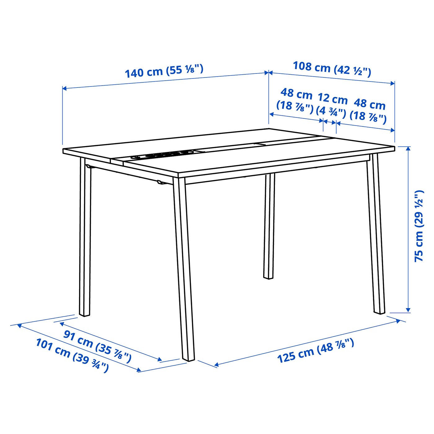 MITTZON konverentsilaud, tammespoon/valge, 140x108x75 cm
